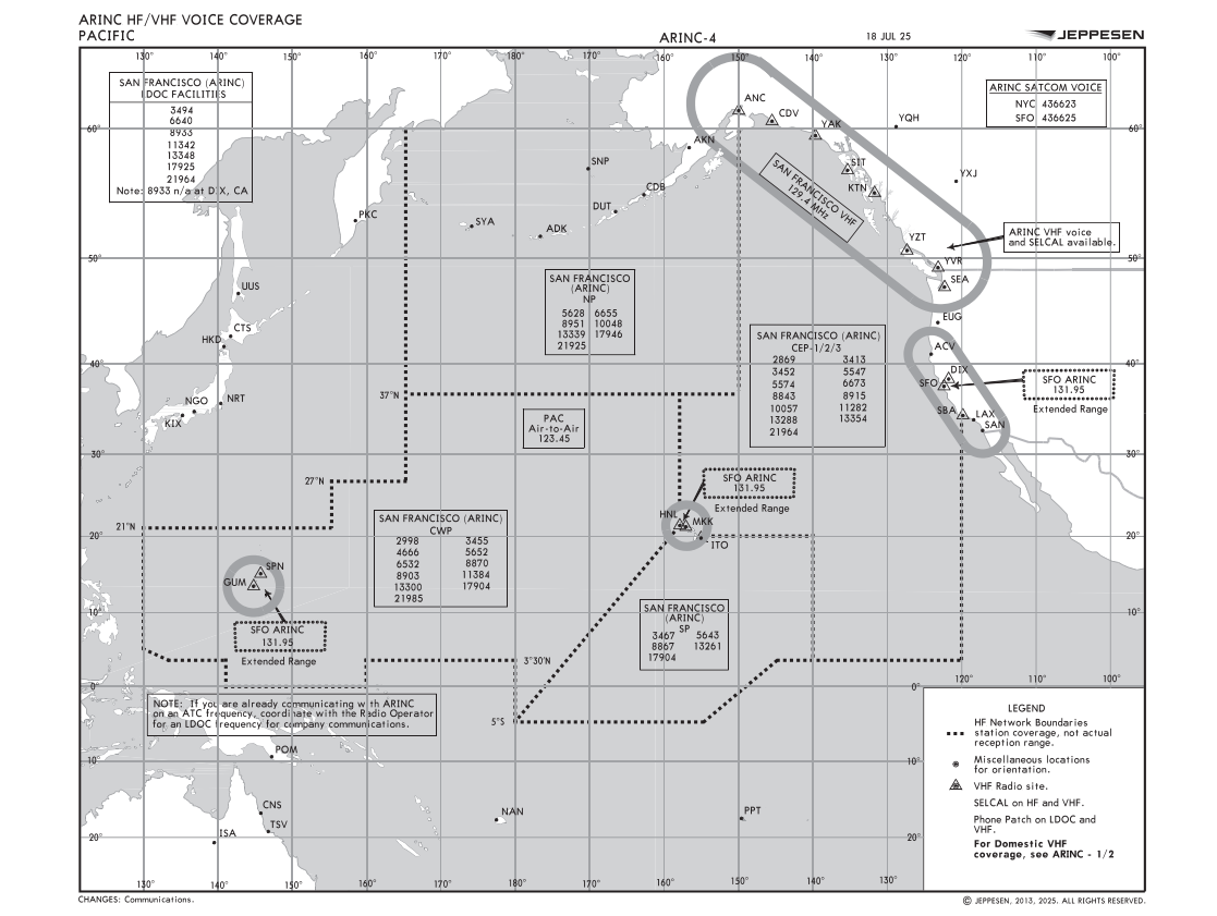 ARINC HF/VHF Voice Coverage Pacific